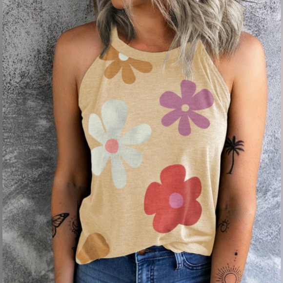 Halo & Harley Tops - Floral Print Sleeveless Top